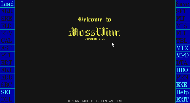 Main menu of MossWinn 3.0i xp. Click the LOAD box for demo.